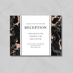 Elegant Rose Gold & Black Marble Wedding Reception Enclosure Card