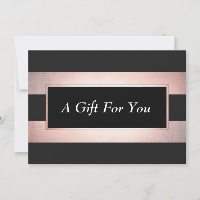 Elegant Rose Gold Black Salon Gift Certificate (Front)