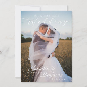 Elegant Rose Gold Black Wedding Photo Invitation