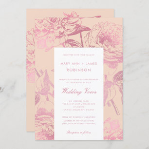 Elegant Rose Gold Blush Floral Wedding Vow Renewal Invitation