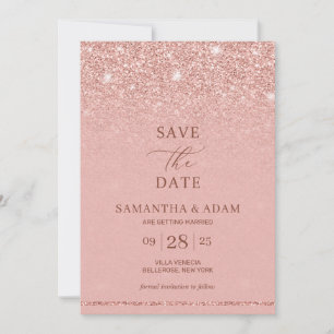 Elegant Rose Gold Blush Garden Wedding Invitation