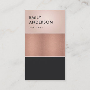 ELEGANT ROSE GOLD BLUSH PINK COPPER BLACK STRIPS BUSINESS CARD