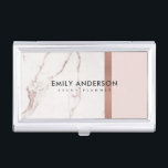 ELEGANT ROSE GOLD BLUSH PINK COPPER MARBLE STRIPS BUSINESS CARD HOLDER<br><div class="desc">For any further customisation or any other matching items,  please feel free to contact me at yellowfebstudio@gmail.com</div>