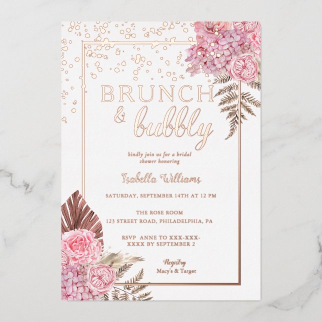 Elegant Rose Gold Boho Bridal Shower (Front)