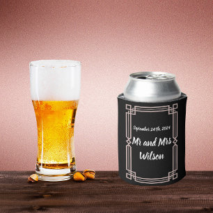 Elegant Rose Gold Border on black can cooler