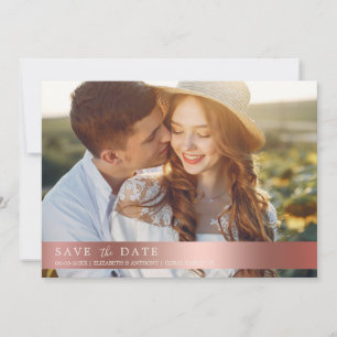 Elegant Rose Gold Botanical Photo QR Code Save The Date