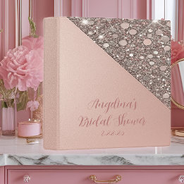 Elegant Rose Gold Bridal Shower  3 Ring Binder