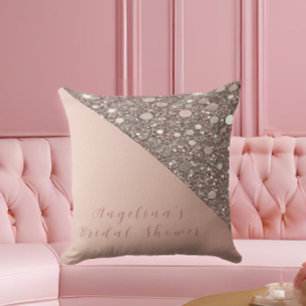 Elegant Rose Gold Bridal Shower  Cushion