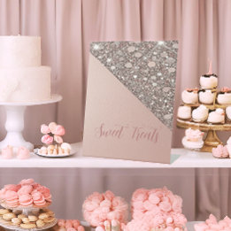 Elegant Rose Gold Bridal Shower Dessert Bar  Pedestal Sign