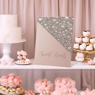 Elegant Rose Gold Bridal Shower Dessert Bar Pedestal Sign