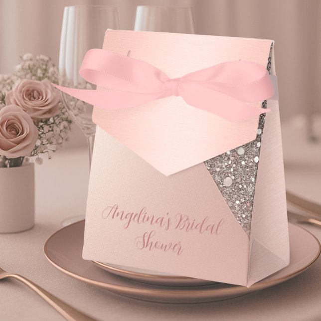 Elegant Rose Gold Bridal Shower Favour Box (Display on plates or tabletops — a stylish rose gold favor box for personalized bridal table decor)