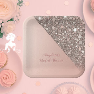 Elegant Rose Gold Bridal Shower Paper Plate