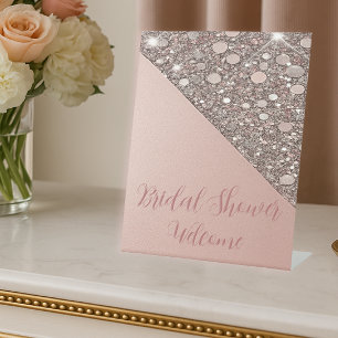 Elegant Rose Gold Bridal Shower Welcome  Pedestal Sign