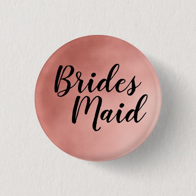 Elegant Rose Gold Bridesmaid Wedding 3 Cm Round Badge (Front)