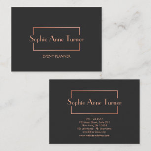 Elegant Rose Gold Broken Frame Dark Grey Business Card