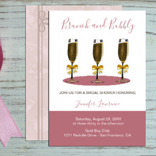Elegant Rose Gold Brunch and Bubbly Bridal Shower Invitation