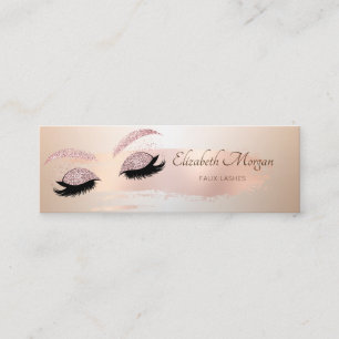 Elegant Rose Gold Brush Stroke,Glitter Faux Lashes Mini Business Card