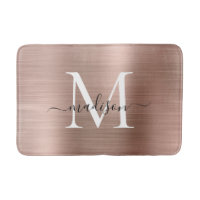 Elegant Rose Gold Brushed Metal Monogram Script