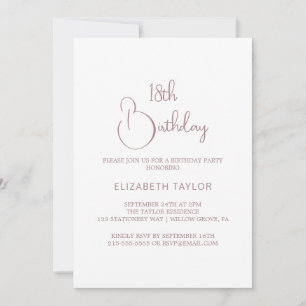 Elegant Rose Gold Calligraphy 18th Birthday Invitation
