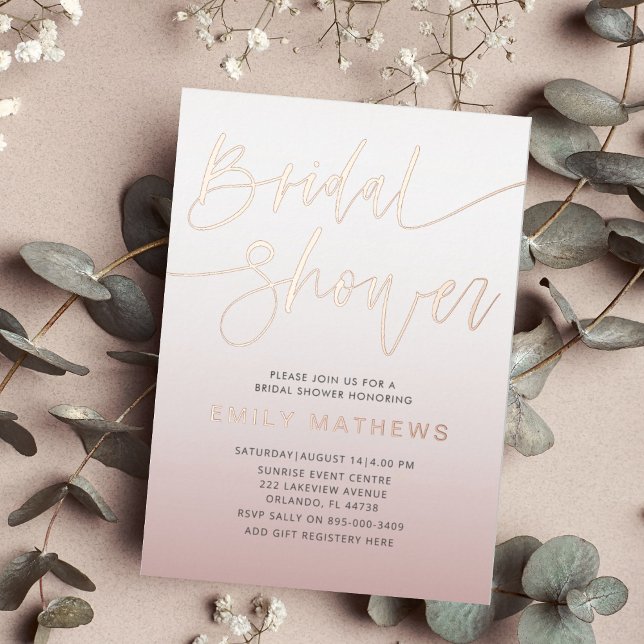 Elegant Rose Gold Calligraphy Bridal Shower  (Creator Uploaded)