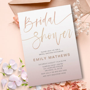 Elegant Rose Gold Calligraphy Bridal Shower  Invitation
