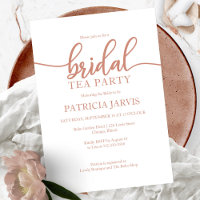 Elegant Rose Gold Calligraphy Bridal Tea Party