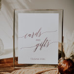 Elegant Rose Gold Calligraphy Cards and Gifts Sign<br><div class="desc">This elegant rose gold calligraphy cards and gifts sign is perfect for a simple wedding or bridal shower. The blush pink design features a minimalist sign decorated with romantic and whimsical faux rose gold foil typography. The line of text at the bottom of the sign can be personalised with the...</div>