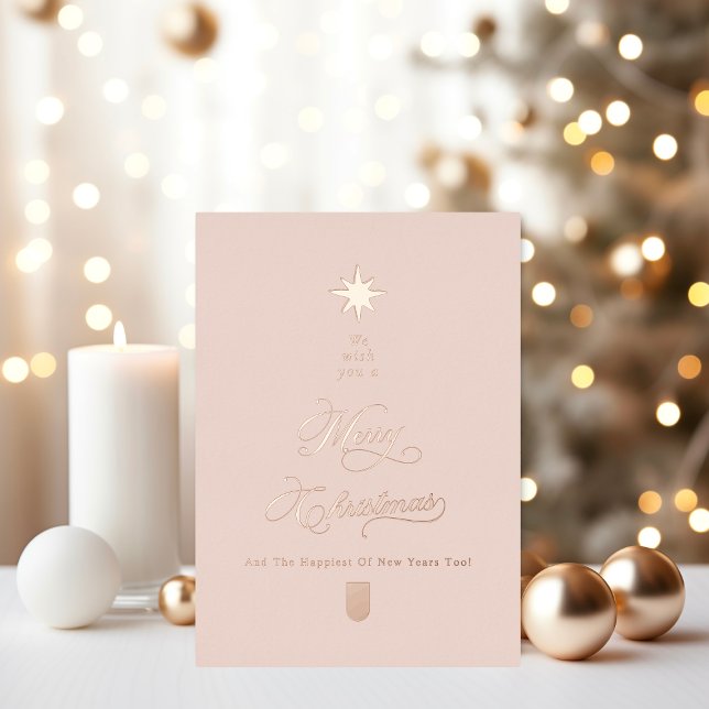 Elegant Rose Gold Calligraphy Christmas Tree Blush (Creator Uploaded)