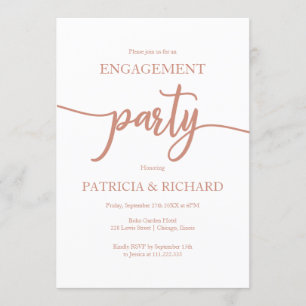 Elegant Rose Gold Calligraphy Engagement Party Invitation