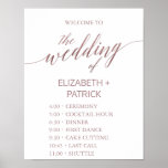 Elegant Rose Gold Calligraphy Order of Events Poster<br><div class="desc">This elegant rose gold calligraphy order of events poster is perfect for a simple wedding. The neutral design features a minimalist poster decorated with romantic and whimsical faux rose gold foil typography. Customise the poster with the name of the bride and groom. Please Note: This design does not feature real...</div>