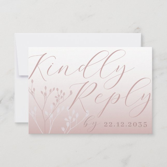 Elegant Rose Gold Calligraphy RSVP Wedding Card (Front)