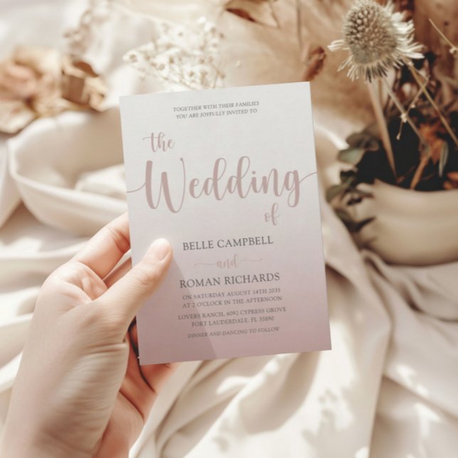  Elegant Rose Gold Calligraphy Script Wedding  Invitation (Creator Uploaded)