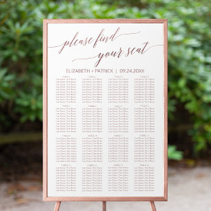 Elegant Rose Gold Calligraphy Seating Chart
