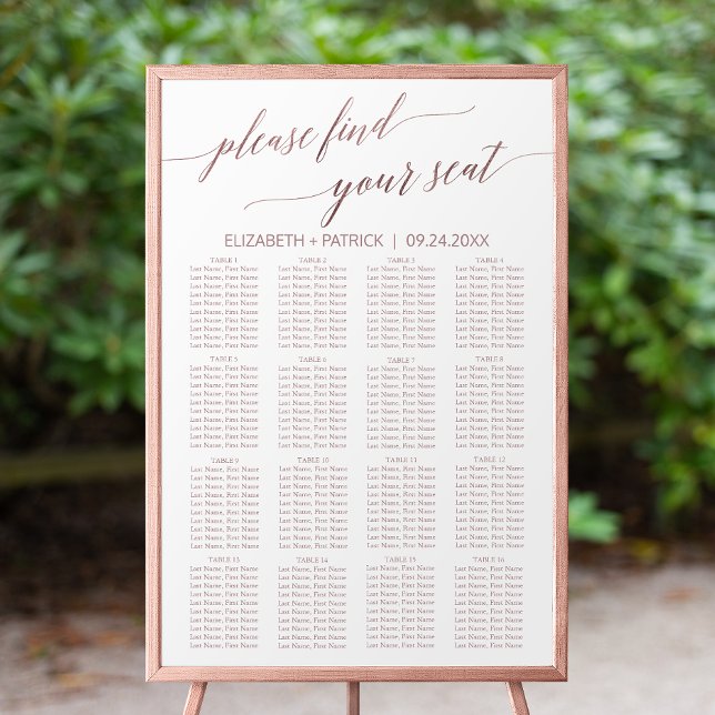 Elegant Rose Gold Calligraphy Seating Chart (Creator Uploaded)
