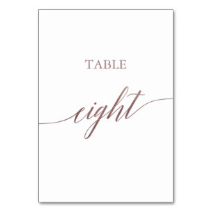 Elegant Rose Gold Calligraphy Table Eight Number