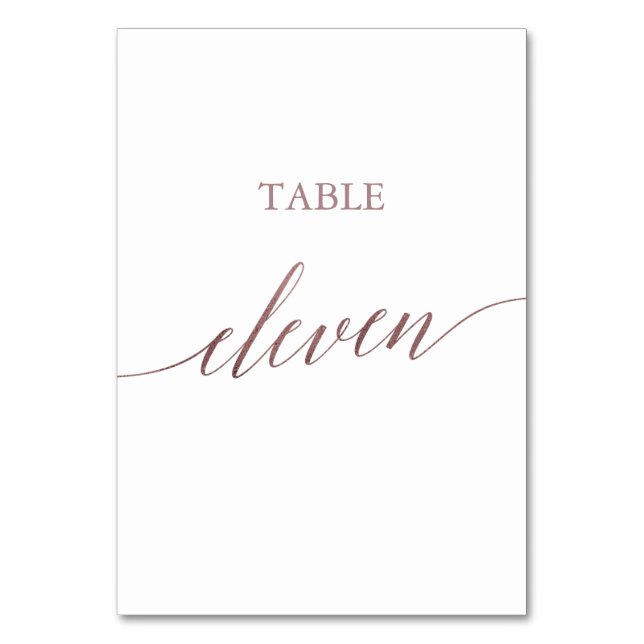 Elegant Rose Gold Calligraphy Table Eleven Number (Front)
