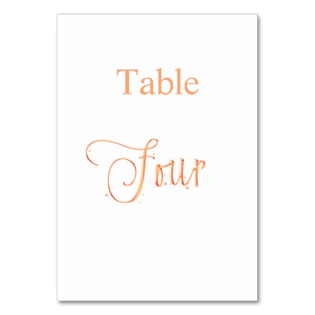 Elegant rose gold calligraphy table four 4 number (Front)