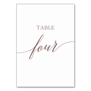 Elegant Rose Gold Calligraphy Table Four Number