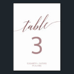 Elegant Rose Gold Calligraphy Table Number<br><div class="desc">This elegant rose gold calligraphy table number card is perfect for a simple wedding. The neutral design features a minimalist card decorated with romantic and whimsical typography. The card prints on the front and back (double-sided). Add each table number that you need to your cart individually. Please Note: This design...</div>