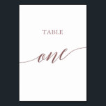 Elegant Rose Gold Calligraphy Table One Table Number<br><div class="desc">This elegant rose gold calligraphy table one table number is perfect for a simple wedding. The neutral design features a minimalist card decorated with romantic and whimsical faux rose gold foil typography. The card prints on the front and back (double-sided). Other table numbers in the collection are sold separately. Please...</div>