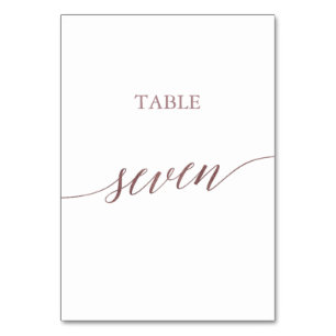 Elegant Rose Gold Calligraphy Table Seven Number