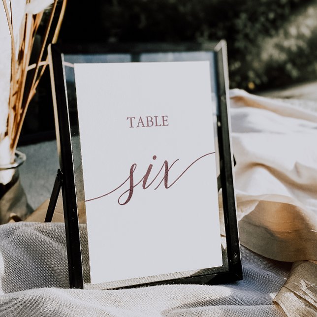 Elegant Rose Gold Calligraphy Table Six Number (Creator Uploaded)