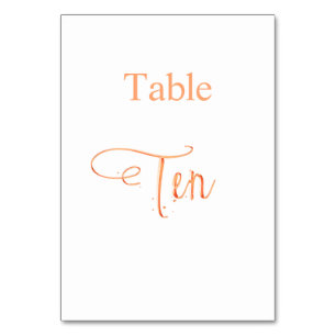 Elegant rose gold calligraphy table ten 10 number