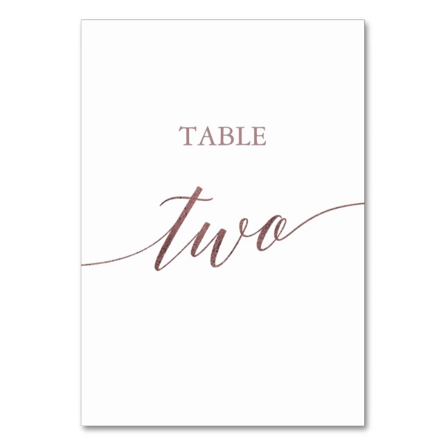 Elegant Rose Gold Calligraphy Table Two Number (Front)