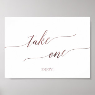 Elegant Rose Gold Calligraphy Take One Favours Poster