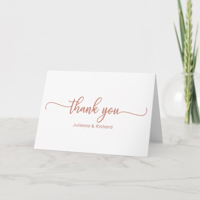 Elegant Rose Gold Calligraphy Thank You Card (Front)