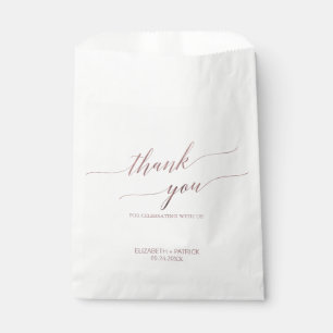 Elegant Rose Gold Calligraphy Thank You Wedding Favour Bags