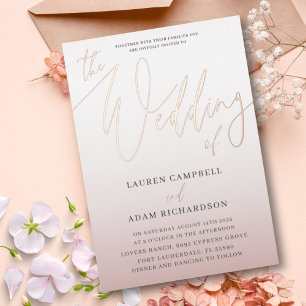 Elegant Rose Gold Calligraphy The Wedding Of Foil