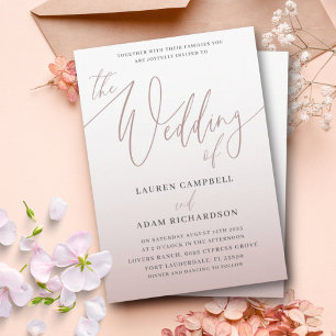 Elegant Rose Gold Calligraphy The Wedding Of  Invitation