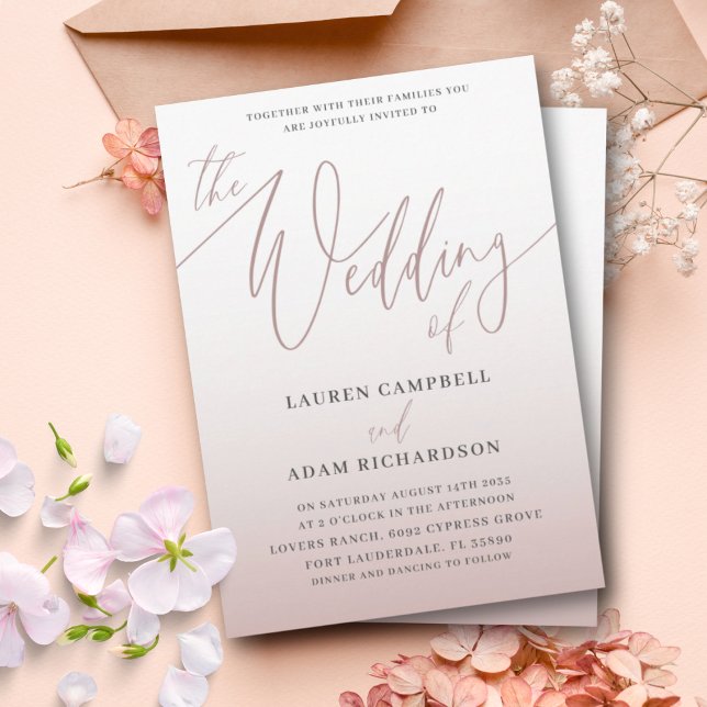 Elegant Rose Gold Calligraphy The Wedding Of  Invitation (Creator Uploaded)